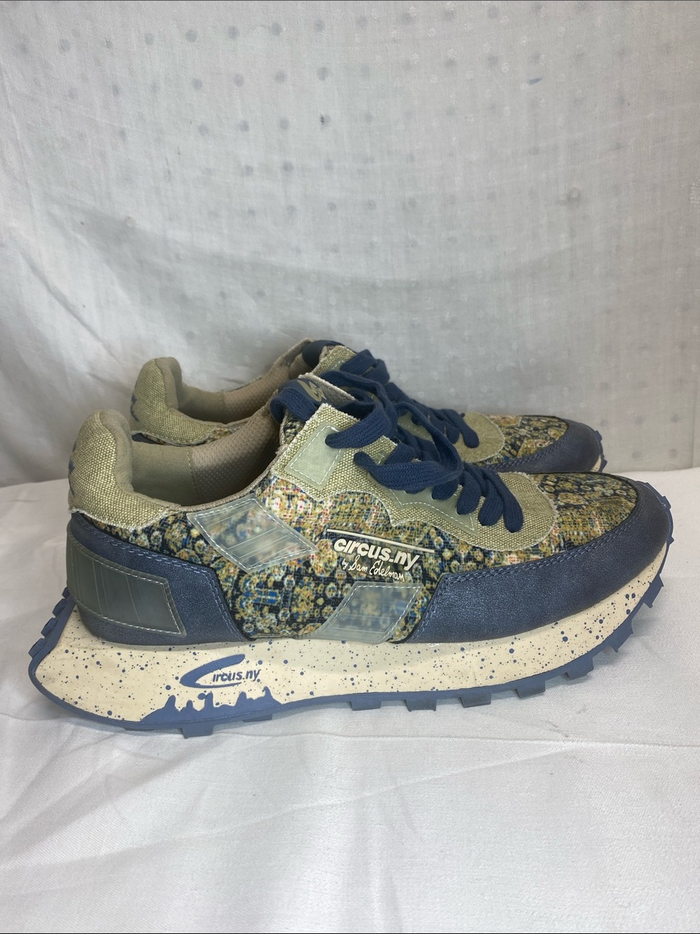 Circus by Sam Edelman Olive Green & Navy Mixed-Media Sneakers Devyn Size 10M